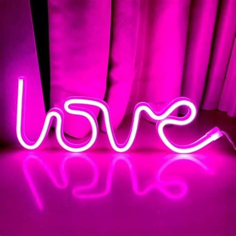 Enuoli Love Neon Sign Pink Neon Light Led Neon Sign Neon Wall Light Art Decor Usbandbattery