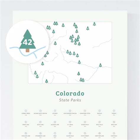 Colorado State Parks Checklist Map All Sizes Co State Etsy