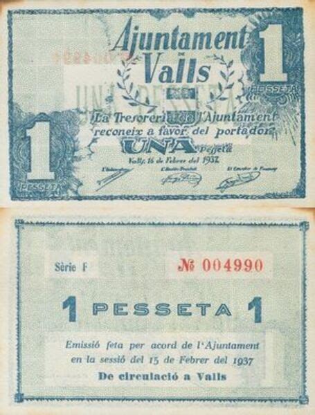 Peseta Valls Municipality Of Valls Numista