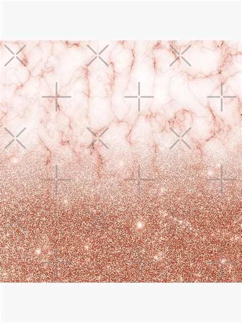 Trendy Ombre Rose Gold Glitter Marble Art Print By Colorflowart