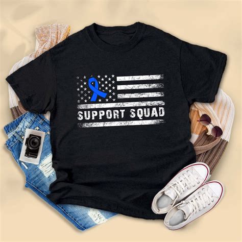 Colon Cancer Awareness Month Shirt Support Squad American Flag Shirt