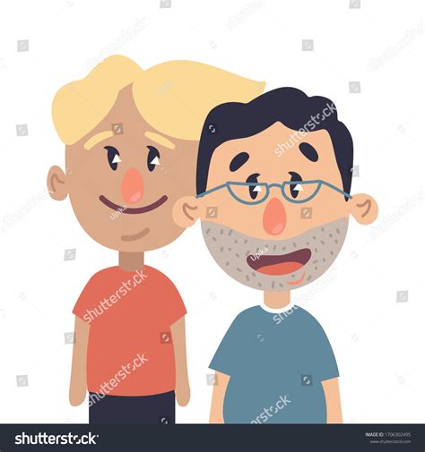 Cartoon Flat Vector Illustration Two Men เวกเตอร์สต็อก ปลอดค่า