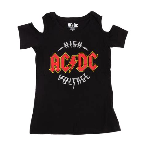 Ac Dc Cold Shoulder Womens High Voltage T Shirt Shop The Ac Dc