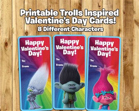 Trolls Inspired Printable Valentine S Day Cards By Instbirthday