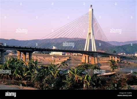 China Yunnan Xishuangbanna Region Jinghong The Bridge On Mekong