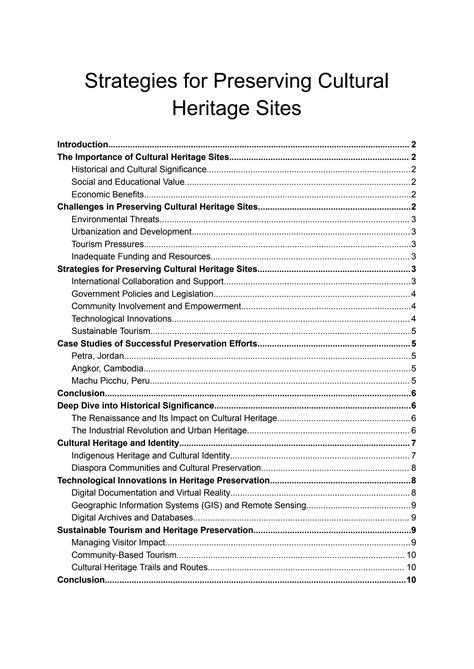SOLUTION: Strategies for preserving cultural heritage sites - Studypool