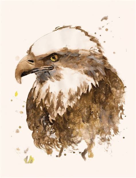 Beautiful brown watercolor eagle portrait tattoo design - Tattooimages.biz