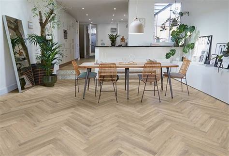 Polyflor Camaro Rigid Core PUR Herringbone Plank Naked Blond Oak RPQ Luxury Vinyl Flooring