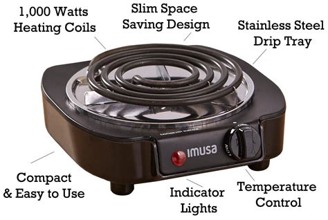 Imusa Usa Gau 80306 Electric Double Burner 1750 Watts Black Amazonca Home And Kitchen