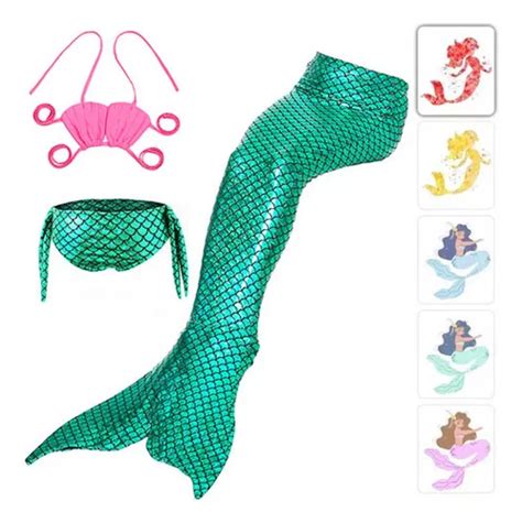 Bikini Para Niños En Forma De Cola De Sirena Con Aletas Cuotas sin interés