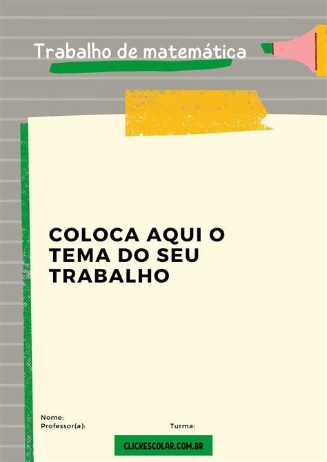 15 Capas De Trabalho Escolar Para Editar E Imprimir