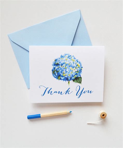 Watercolor Hydrangea Thank You Cards Elegant Custom Watercolor