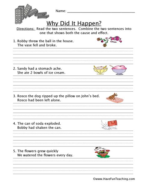 Cause And Effect Printables First Grade