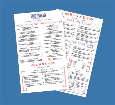 Menus for The Patio in Fernandina Beach, FL