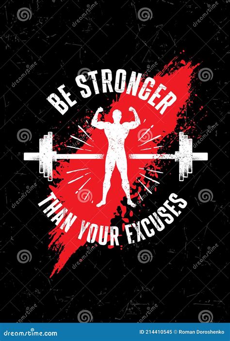 Be Stronger Than Your Excuses Gym Typography Inspiring Workout