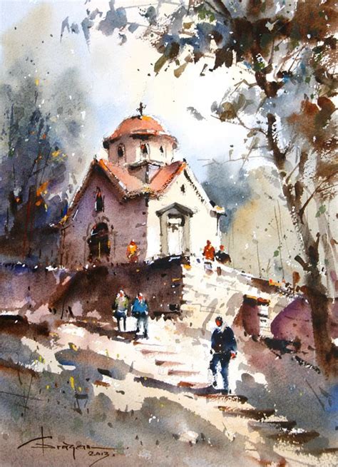 Corneliu Dragan Targoviste Watercolor City Watercolor Landscape