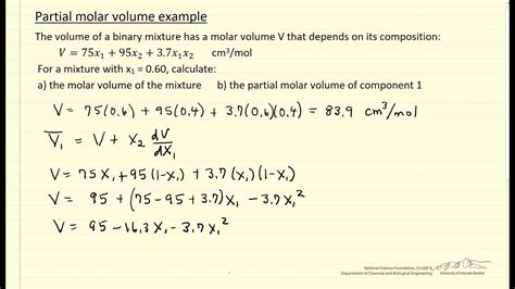 Partial Molar Volume Example YouTube