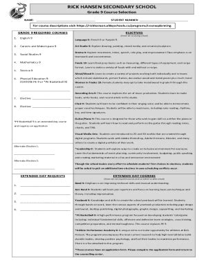 Fillable Online Grade Course Selection Form Pdf Fax Email Print