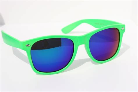 80s neon | 80s Vintage Retro Sunglasses Neon Green with Blue Mirror ...