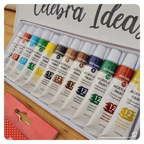 Set pinturas Acrílicos 12 Colores de 12ml Celebra Ideas