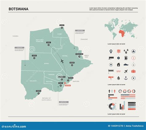 Vector Map Of Botswana High Detailed Country Map With Division Cities