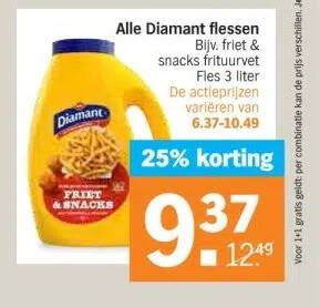 Alle Diamant Bijv Friet Snacks Frituurvet Fles 3 Liter De