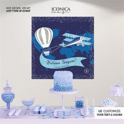 Travel Theme Baby Shower Hot Air Balloon Decor Airplane First Birthday Up Up And Away Boy Meets