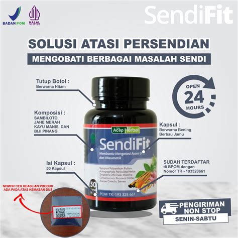 Jual SendiFit Asli Acep Herbal Obat Asam Urat Rematik Radang Sendi