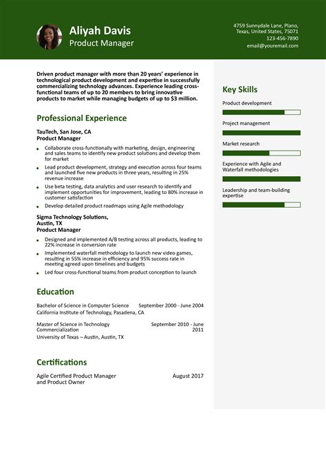 Product Manager Resume Examples And Templates For 2024