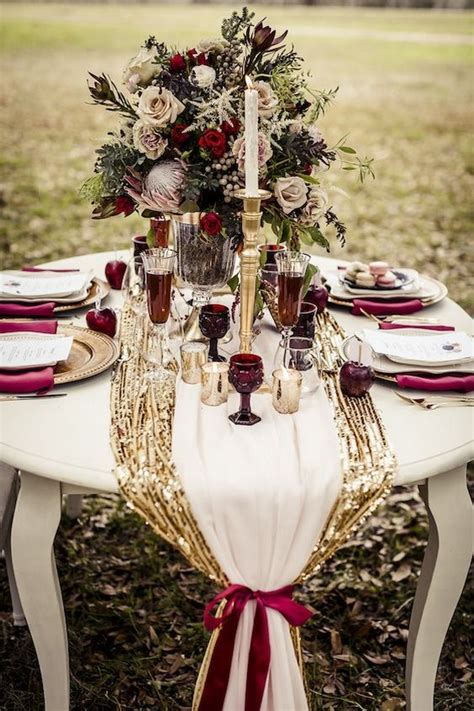 Elegant Fall Burgundy And Gold Wedding Ideas Deer Pearl Flowers