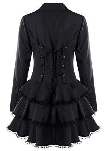 Nihsatin Women Double Breasted Victorian Steampunk Blazer Coat Jacket