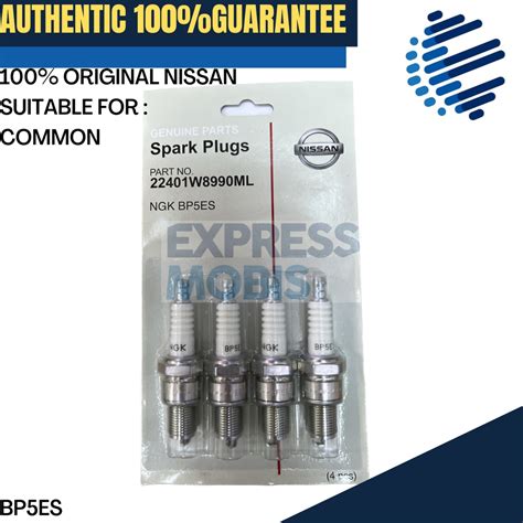 100 ORIGINAL NISSAN SPARK PLUG 22401 W8990ML BP5ES COMMON CAR