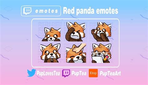 6x Cute Red Panda Emotes Pack For Twitch Youtube And Discord Set 2