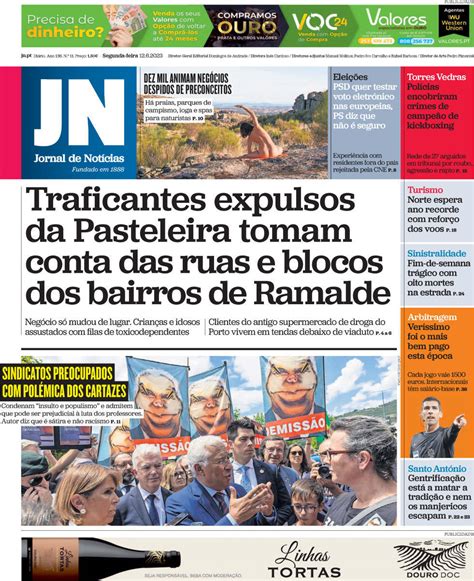 Capa Jornal de Notícias 12 junho 2023 capasjornais pt