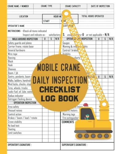 Mobile Crane Daily Inspection Checklist Log Book Mobile Crane