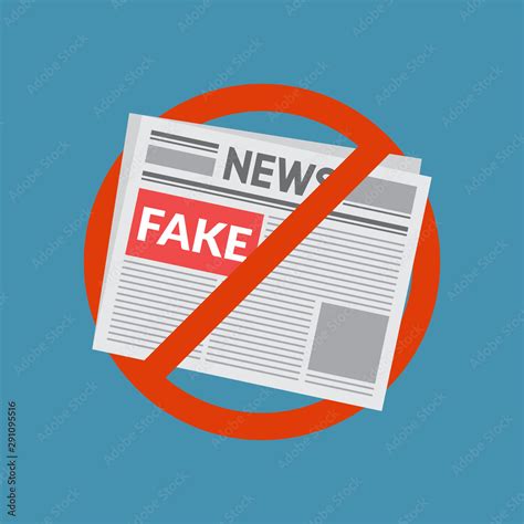 Stop Fake News With Blue Background Flat Design Vector Illustration