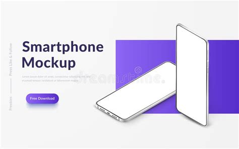 Two White Realistic Isometric Smartphones Mockup D Mobile Phones With