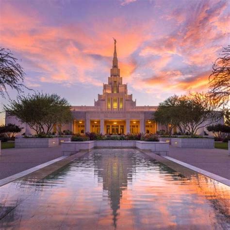 Phoenix Temple Reflecting Pool Sunset Vertical - LDS Temple Pictures