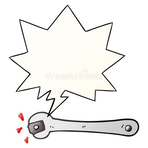 A Creative Cartoon Spanner Turning Nut And Speech Bubble In Smooth