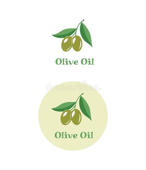 Dos Aceitunas En Rama Logotipo Del Aceite De Oliva Icono Verde Oliva