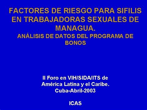 Factores De Riesgo Para Sifilis En Trabajadoras Sexuales