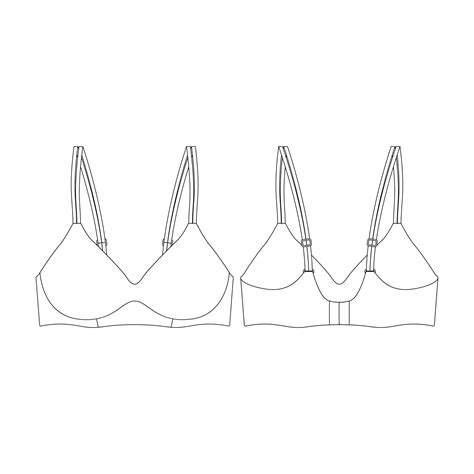 template wireless lightly lined bra vector illustration flat design outline clothing collection ...