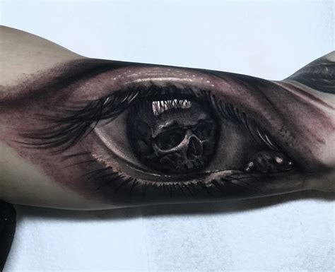 Realistic Eye with Skull Inside, Mens Arm Piece