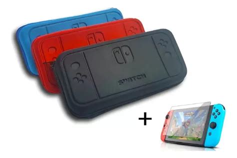 Case Capa Estojo Pel Cula Vidro P Nintendo Switch Cor Preto