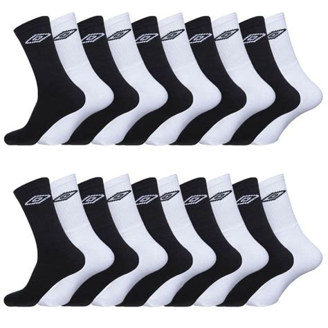 Chaussettes Hautes Homme UMBRO Lot De 20 Noir Blanc Confort