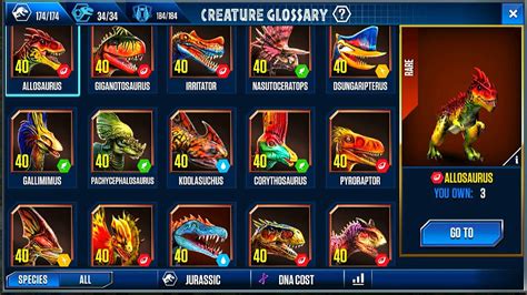 FULL ALL RARE X3 MAXED PVP TOURNAMENT JURASSIC WORLD THE GAME YouTube