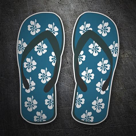 Aufkleber Blaue Flip Flops mit Hibiskusblüten WebWandtattoo