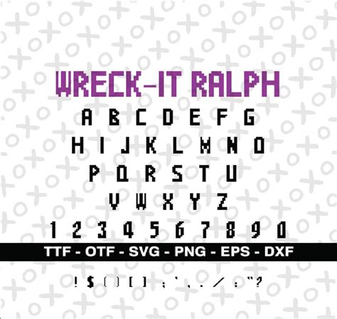 Wreck it Ralph Font Svg TTF Png Letra del alfabeto Número Puntos