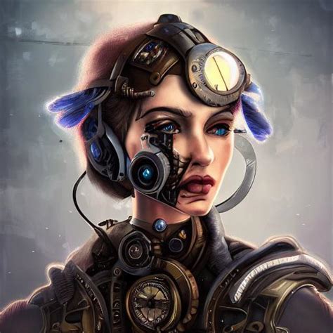 Portrait of steampunk cyborg. : StableDiffusion