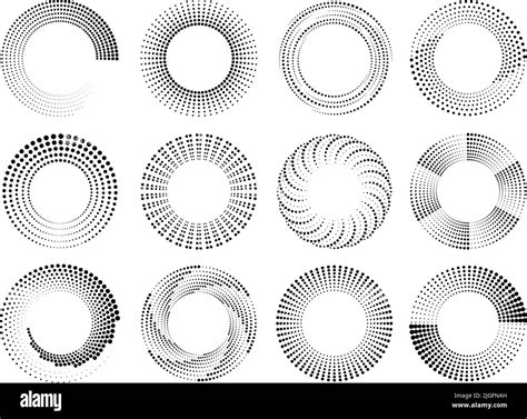 Round Halftone Frames Grunge Circular Design Dotted Medical Or Business Logo Template